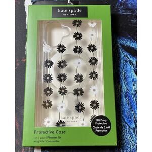 KATE SPADE Protective Case Magsafe IPHONE 16 Floral White Black Daisy